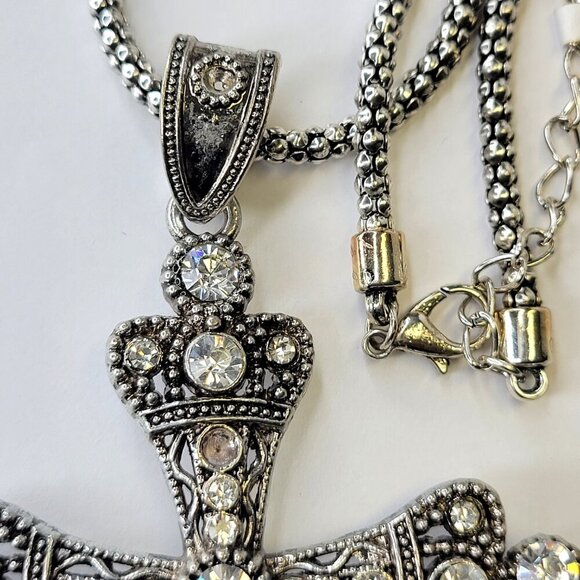 Cross Pendant Necklace with Rhinestones - Picture 8 of 14